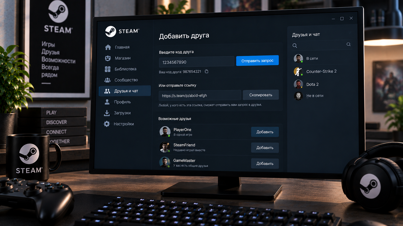 Как добавить друга в Steam