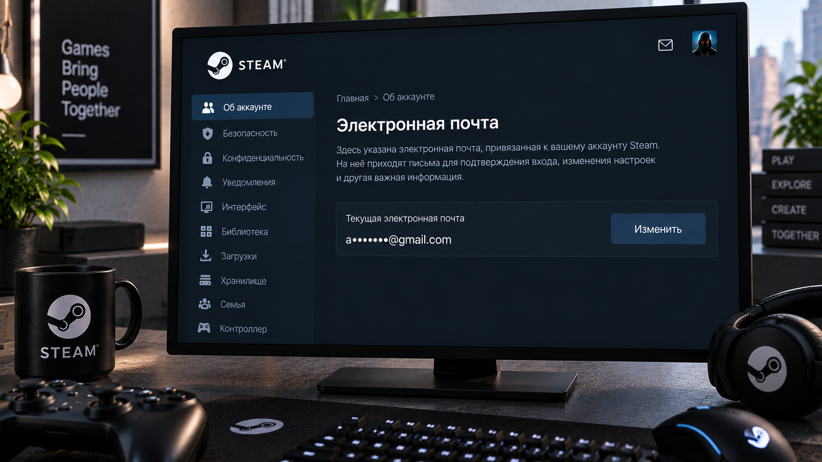 Как изменить электронную почту в Steam в 2026 году