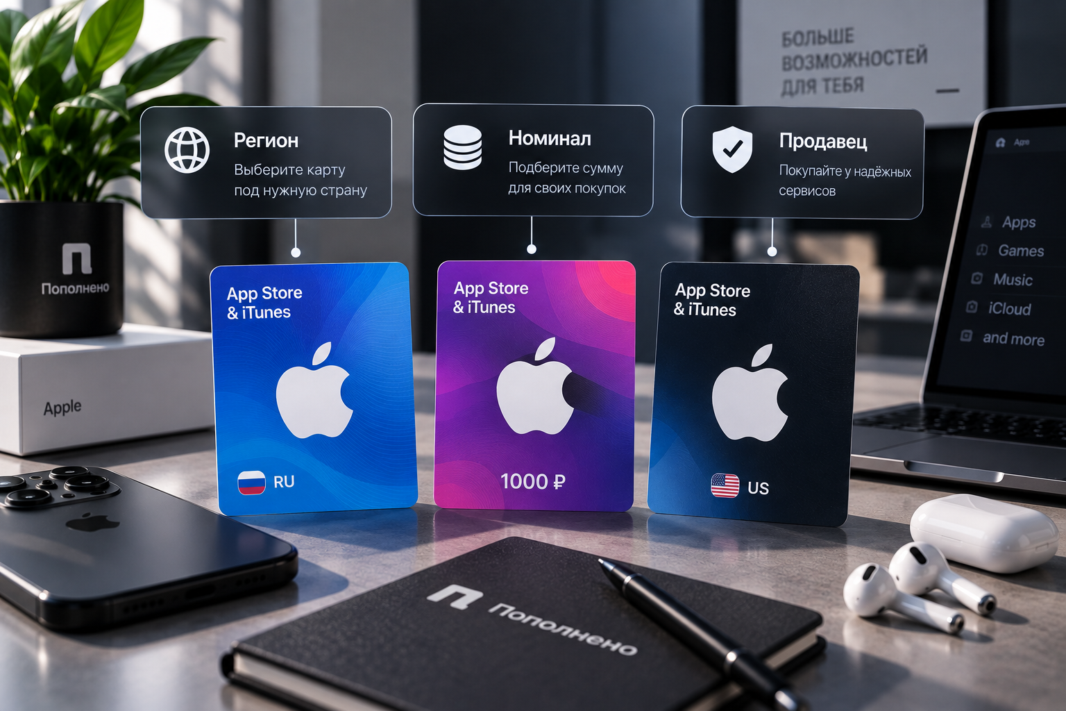 Как выбрать подарочную карту Apple ID
