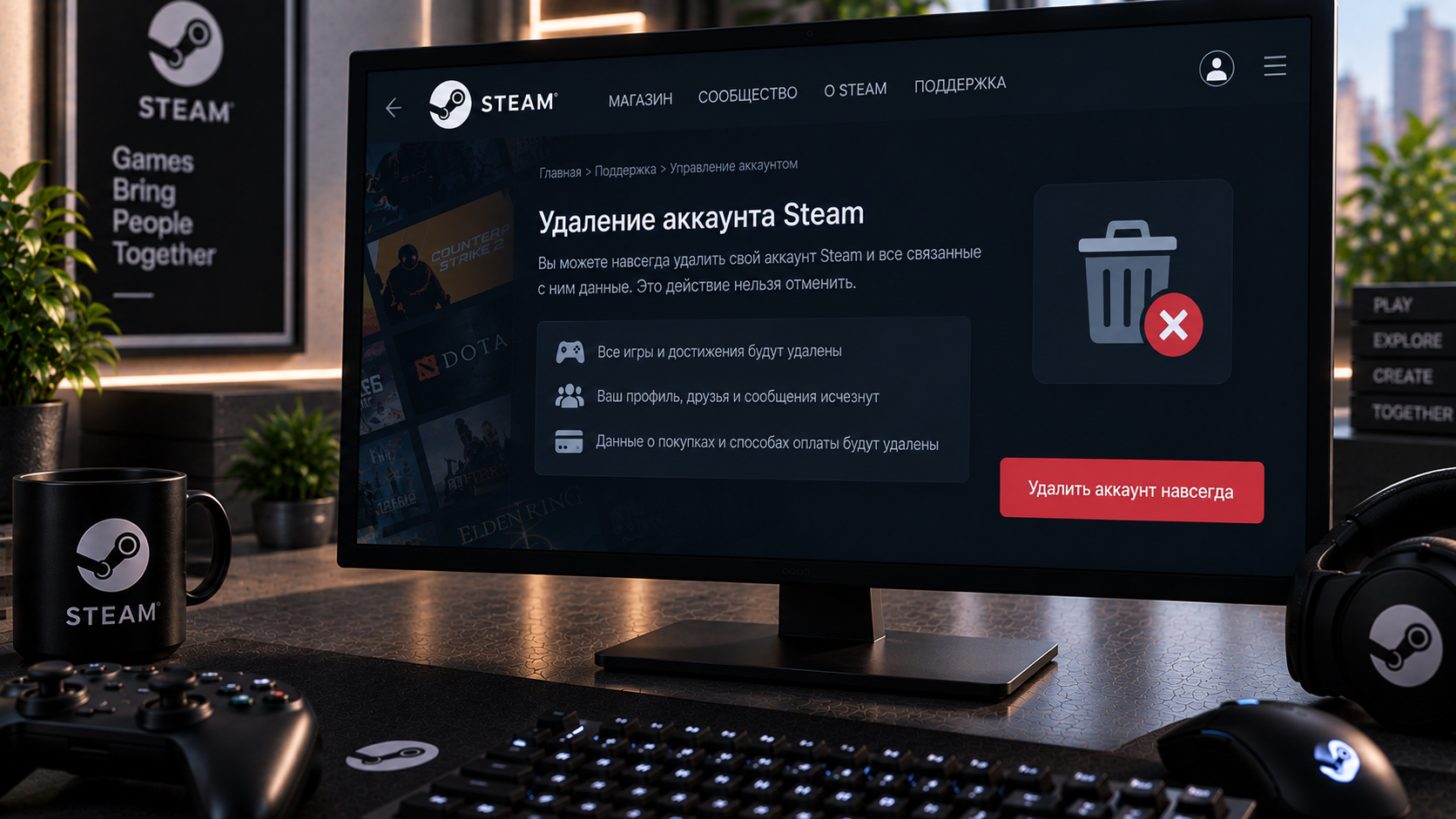 Как удалить аккаунт Steam навсегда в 2026 году