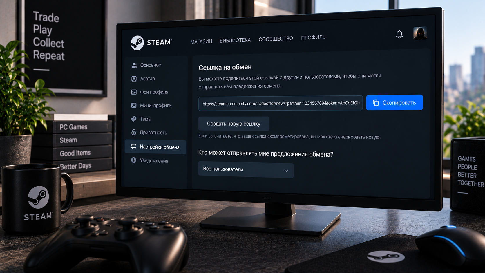 Как найти и скопировать ссылку на обмен в Steam